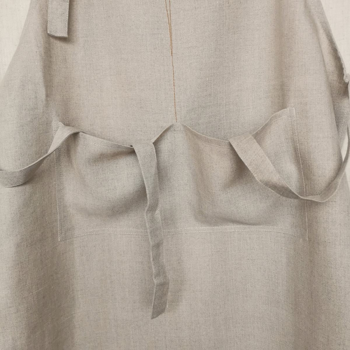 Linen Kitchen Apron with Handmade Embroidery