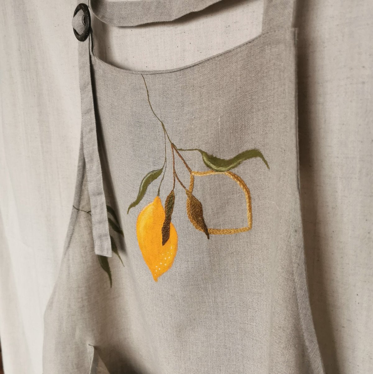Lemon Linen Kitchen Apron