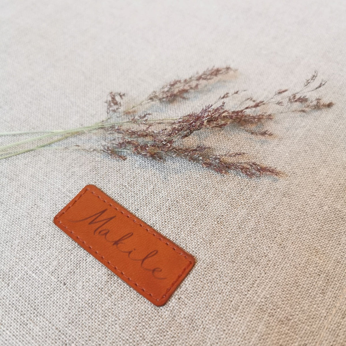 Linen Kitchen Apron with Handmade Embroidery