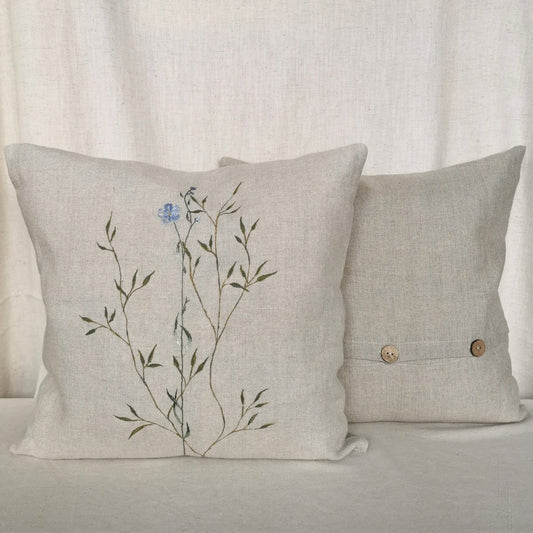 Flax Flower Linen Pillow Cover Twin Pack