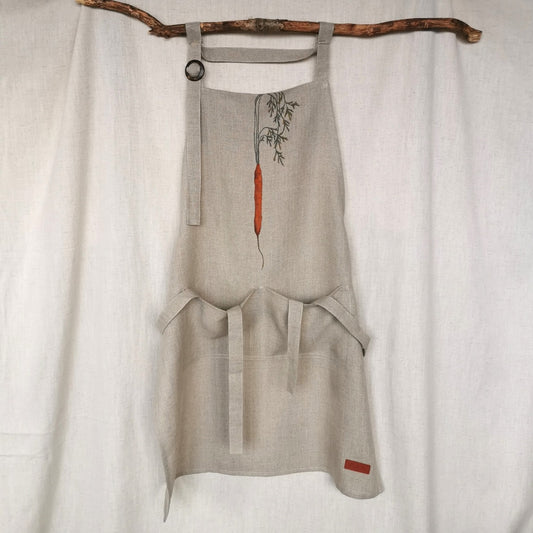 Carrot Linen Kitchen Apron