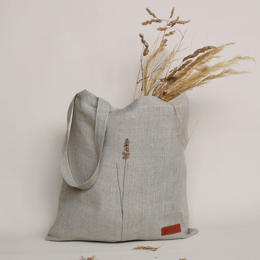 Linen Shopping Bag with Handmade Embroidery